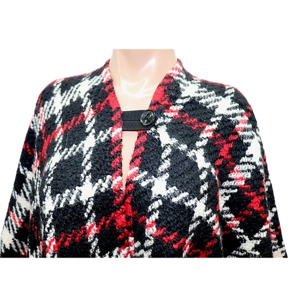 MOSCHINO Boutique Tartan Wool Cape Poncho Blanket Wrap Oversized Scarf OS - Picture 7 of 8